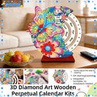 SYNITE Diamond Art Calendar, Wooden DIY Diamond Art Perpetual Calendar Kits,  Handmade Rotating  Dia
