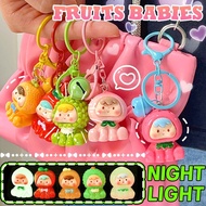 1/2/3Pcs Luminous Fruits Babies Keychain - Durian, Peach, Orange - Bell Doll Bag Ornament - Cute, Ca