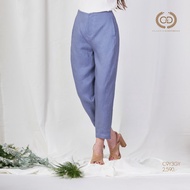 C&D - Linen Premium Carrot pants กางเกงผู้หญิง ขาห้าส่วน ปลายขาแคบ สีฟ้าเทา C9Y3GY