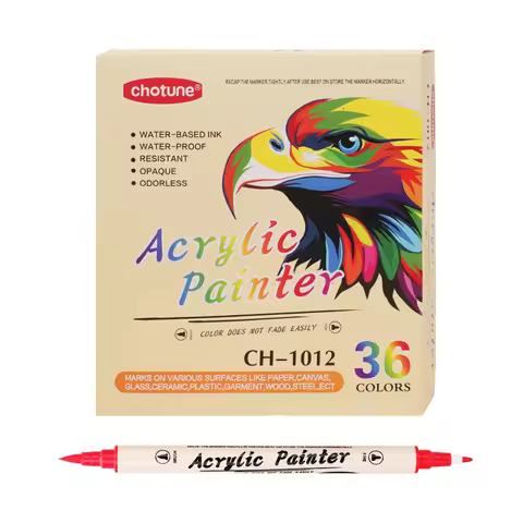 12-36 Colors Double Head Acrylic Markers Pen Set Art for Painting Kid Chirldren Water-proof Student 