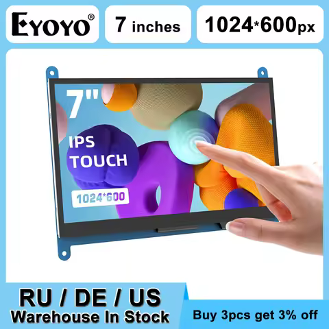 EYOYO Driver-free 7-inch 1024x600 Resolution 5-point Capacitive Touchscreen Micro HDMI Display For R