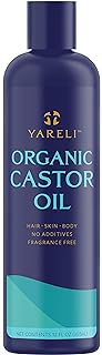 Yareli Organic Castor Oil for Eyelashes, Eyebrows, Hair, Skin and Body - Cold Pressed and Unrefined, 12oz