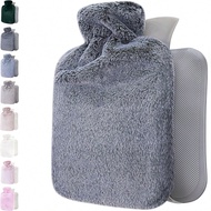 Hot Water Bottle With Fluffy Cover - Soft Premium Faux Fur Cover Large Capacity - Hot Water Bag For 
