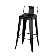 TATA เก้าอี้บาร์ เก้าอี้บาร์เหล็ก Steel bar stool เก้าอี้สตูล ทรงสูง พร้อมพนักพิง ที่นั่ง เก้าอี้คาเฟ่ เก้าอี้วางซ้อนได้ทันสมัย เก้าอี้เหล็ก สีดำ