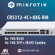 MikroTik 10G Cloud Router Switch CRS312-4C+8XG-RM, 8x 10G Gigabit Ethernet RJ45, 4x 10G SFP+/RJ45 Combo Port, Management Port, Console, RouterOS/SwitchOS