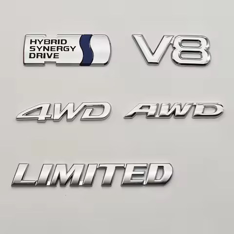 3D Metal Car Sticker HYBRID SYNERGY DRIVE V8 LIMITED AWD 4WD Logo Badge Fender Trunk Emblem For Toyo