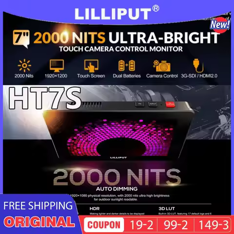 LILLIPUT HT7S 7 Inch 2000 Nits Ultra Brightness HDMI-Compatible Touch Screen Monitor 3G-SDI Input 3D