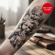 Durable Waterproof Temporary Tattoo Sticker Black White Angel Wings for Party