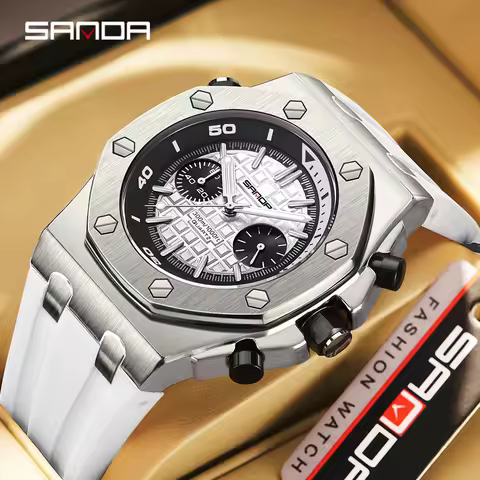 Royal Fashion Casual Men Watches Big Dial black Silicone Quartz Wristwatch Classic Top Brand SANDA M