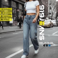 919 JEANS High-Waist Baggy Jeans with Asymmetrical Textured & Plain Denim Design - Loose-Fit