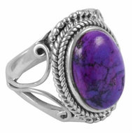 Natural purple Turquoise 925 Sterling Silver Ring large gem retro style Ring Wedding Engagement Party Jewelry