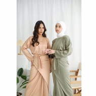 Plain Satin Kaftan | Long Sleeve Silk Inner Dress | Kaftan Tie Wrapped Skirt