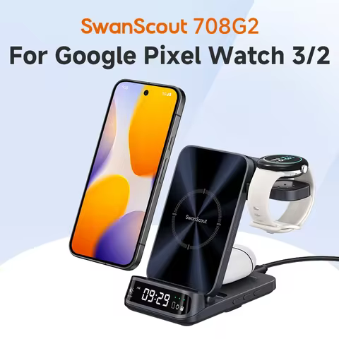SwanScout 708G2 3 in 1 Wireless Charger For Google Pixel 9 Pro XL 8 7 6 for Pixel Watch 3 2 for Fitb