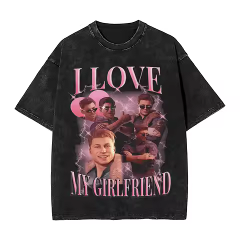 I Love My Girlfriend T Shirts Men Pure Cotton Unique T-Shirts Crewneck Johnny Cage Mortal Kombat 1 T