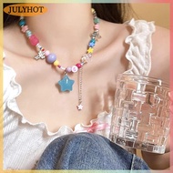 JULYHOT Fashion Y2K Bohemian Beaded Necklaces For Women Sweet Girl Tassel Five-pointed Star Pendant 