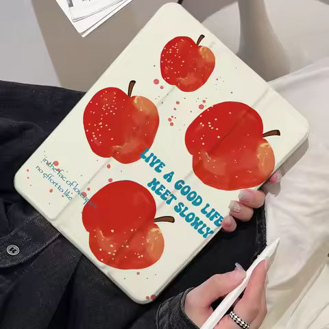 Apple Pattern Table Case For Samsung Tab A9 A11 Plus S9 Plus S9 FE Plus S10 Plus S7 Plus S8 Plus A8 