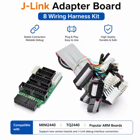 J-Link Adapter Board, Compatible with MINI2440, TQ2440, and Popular ARM Boards; Includes 8 Data Cabl