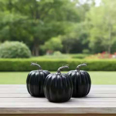 4 Pieces Artificial Foam Pumpkins Shiny Pumpkin Set Realistic for Photo Shoots
