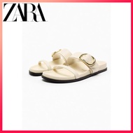 ZARA new summer women's shoes open-toe buckle decorated beach casual flat sandals