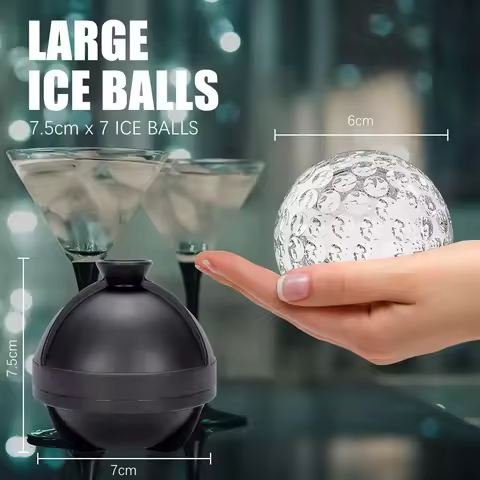Food Grade Silicone Ice Ball Maker 3D Baseball Golf Hockey Shape with Built-in Funnel Easy Release N