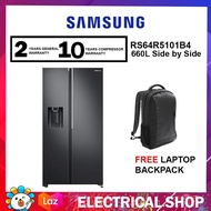 Toshiba Side-by-side GR-RS637WE-PMY Inverter Refrigerator 573L GRRS637WEPMY Fridge with Water &amp; Ice Dispenser / Samsung RS64R5101B4 660L RS64R5101B4/ME (FREE LAPTOP BACKPACK)