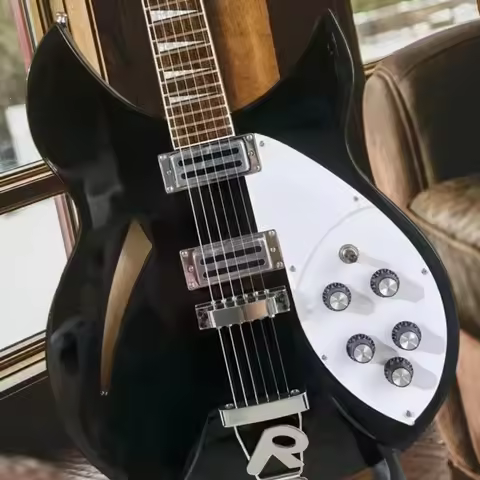 Hot Sale Electric Guitar in Stock Black 330 Stylish Design Strong Resonance Unisex Rich and Mellow T