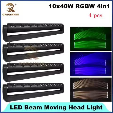 1/2/4 Pcs 10x40W RGBW 4in1 LED Strip Beam Moving Head Light Professional DJ Disco Party Night Club D