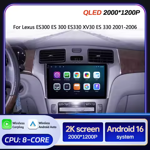 9" For Lexus ES300 ES 300 ES330 XV30 ES 330 2001-2006 White Car Multimedia Radio Android 16 System B