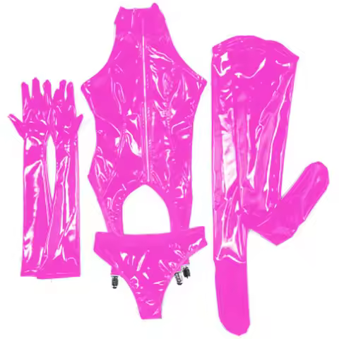 whole Latex Outfits Catsuit Rubber Body Suits Gloves Stocking Briefs thicken corset & briefs & long 