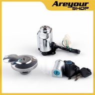 Areyourshop Set Kunci Saklar Pengapian & Tutup Bahan Bakar Gas untuk Honda Steed VLX 400 Shadow VLX