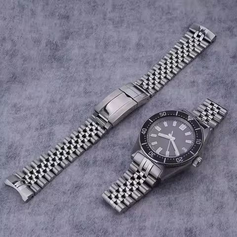 Carlywet 20mm Strap For Seiko Prospex Sea SPB143/5/7 SBDC101 Solid CurvedEnd Stainless Steel Silver 