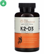Live Conscious, K2+D3, Bone & Heart Health, 60 Softgels