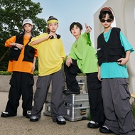 Boys Hiphop Street Dance Performance Outfit Cool Vest Set Girls Drumming Hip Hop Summer Kids Wear