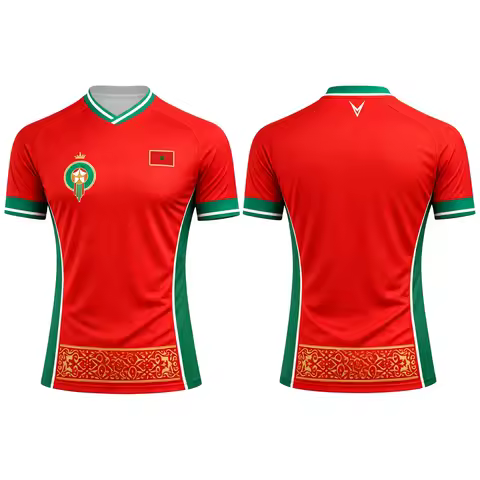 2026 Islamic Traditional Ethnic Style Morocco Football Fan Jersey Summer Breathable Casual Sportswea