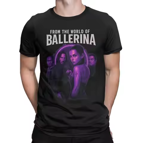 From the World of John Wick Ballerina 2025 Movie T Shirt Summer Harajuku T Shirts Men 100% Cotton O-