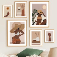 Beach Black Woman Nordic Poster Boho Black Couple Hand Coffee Wall Art Print Canvas Painting Home Decor Pictures For Living Room UJXF