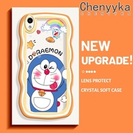 เคส Chenyyyka สำหรับ VIVO Y1s เคส Y91C ลายการ์ตูนโดราเอมอนน่ารักใหม่ Colour Macaron โบกขอบกันกระแทกแ