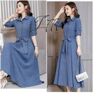 Gamis Jeans / Gamis Denim / Dress Midi Denim Belt ORIGINAL