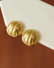 -古董摩登復古金色字母AK圓球夾式耳環 C21