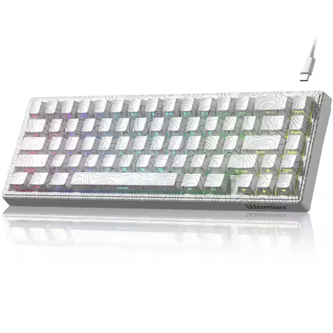 Womier M68 HE V2 White Topographic Rapid Trigger Rgb 60% Mechanical Keyboard Magnetic Switches Wired