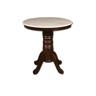 MidYear Sale🎉2.5ft Round Natural Limestone Marble Top Kopitiam Cafe Dining Table Solidwood Pedestal 