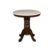 2.5ft Round Genuine  Limestone Marble Top Kopitiam Cafe Dining Table with solid wood pedestal leg with height adjuster.