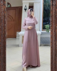 Gamis Mutiara Dress Brukat Kondangan Pesta Hari Raya Idul Fitri Lebaran Wanita Dewasa Modern Mewah T