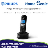 Philips Cordless Phone – Black (D1611B/90) // Plug & Play, Caller ID, Automatic Volume Control