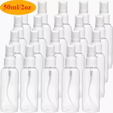 50 PCS Bottles 50ml/2oz Clear Plastic Travel Spray Bottle, Empty Fine Mist Spray Bottle, Portable Re