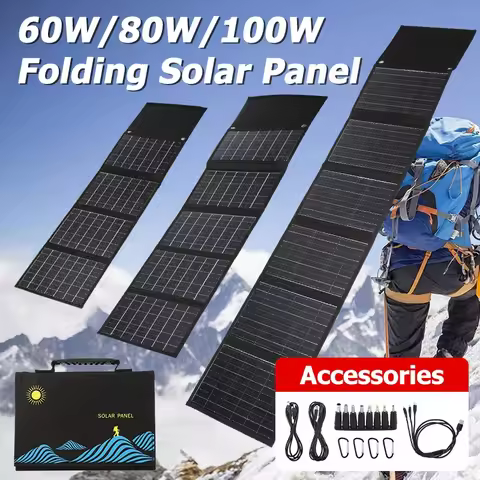 30W/50W/100W Portable Solar Panel Foldable 4/5/6 Fold Solar Charging Panel With USB+DC18V For Outdoo