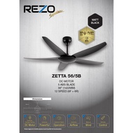 Rezo Zetta Ceiling Fan 56" DC Motor 5 blade Kipas Siling
