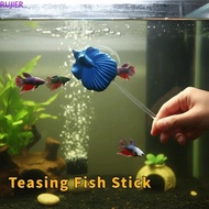 RUJIER Teasing Fish Stick, Fish Shaped Resin Betta Training Wand, Creative Long Pole Colorful Simula