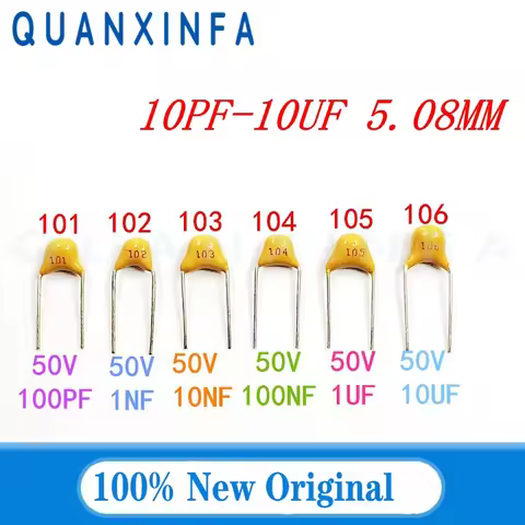 100PCS Monolithic ceramic capacitor 10PF-10UF 100NF 10NF 0.1UF 104 4.7PF 10PF 22PF 33PF 47PF 100PF 1