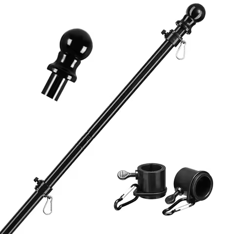 1.8M Telescopic Flag Pole with Tangle-free 360 Rotating Rings Stainless Steel Guide Banner Flag Pole
